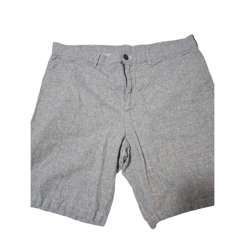 Calvin Klein Mens Light Blue Linen Cotton Blend Flat Front Shorts W38 Inseam EUC